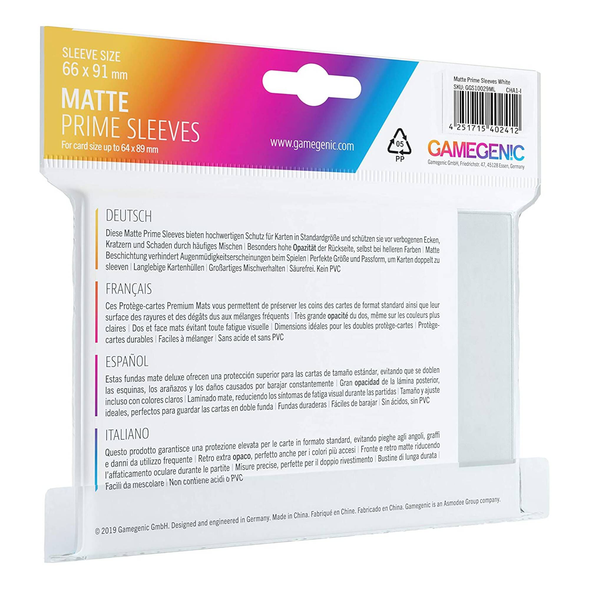 Gamegenic White Matte Prime Card Sleeves 100 Pack 3 Gamegenic White Matte Prime Card Sleeves 100 Pack