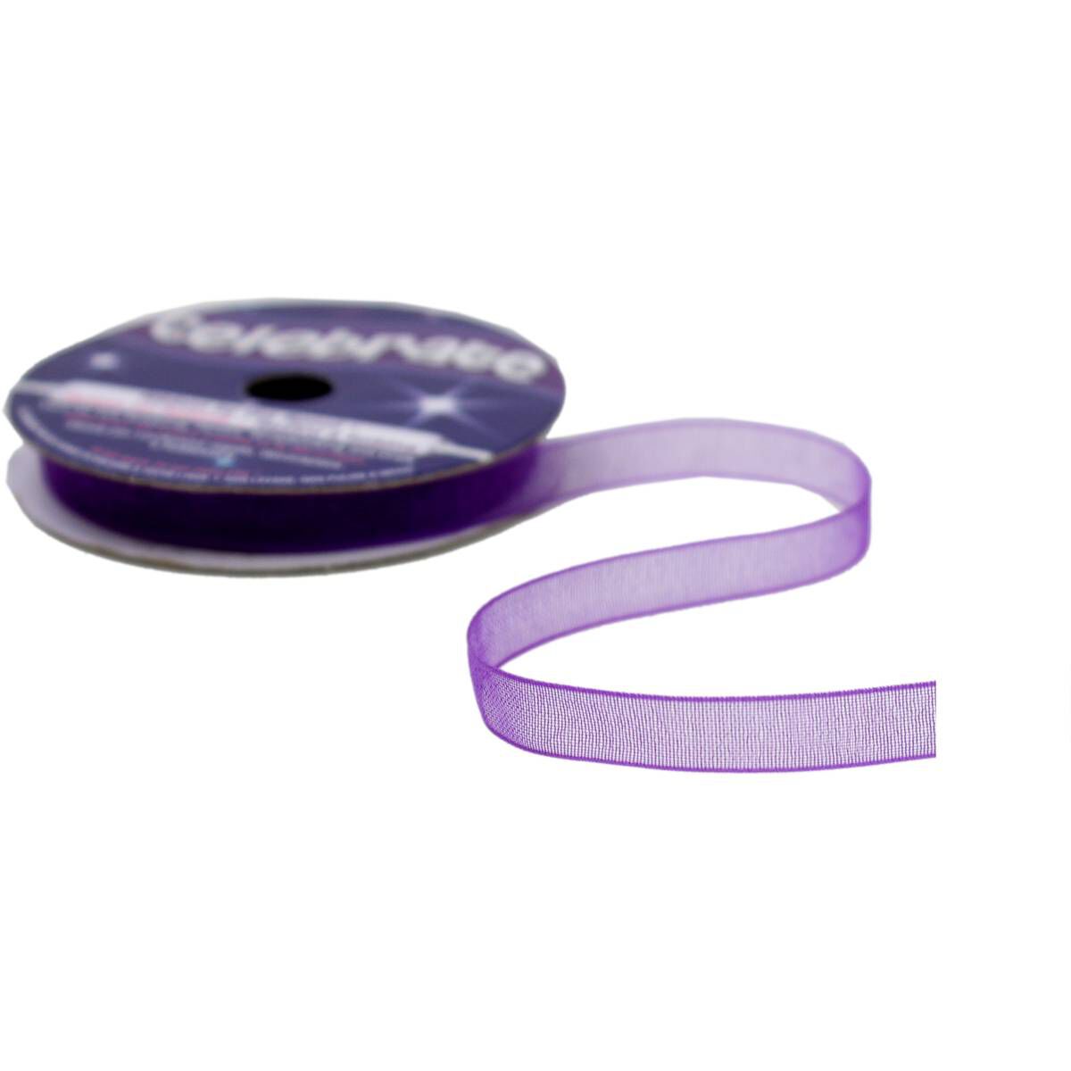 Purple Organdie Ribbon 6mm x 8m 3 Purple Organdie Ribbon 6mm x 8m