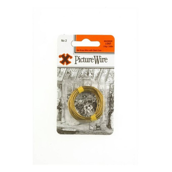 X No. 2 Brass Picture Wire 3m