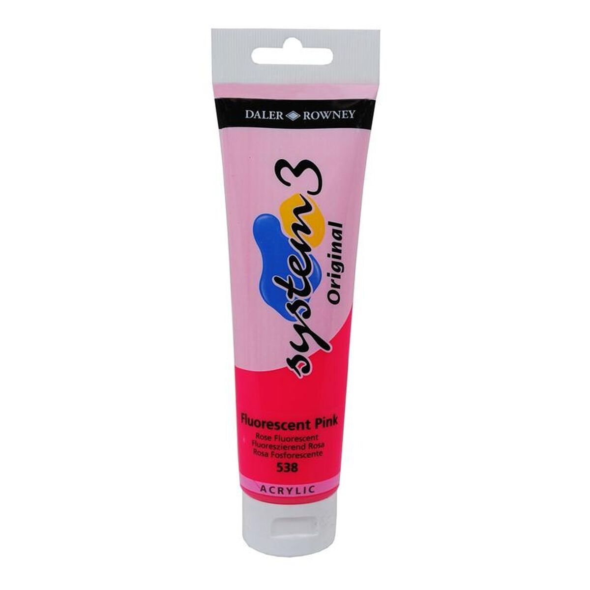 Daler Rowney System 3 Fluorescent Pink Acrylic Paint 150ml 1 Daler Rowney System 3 Fluorescent Pink Acrylic Paint 150ml