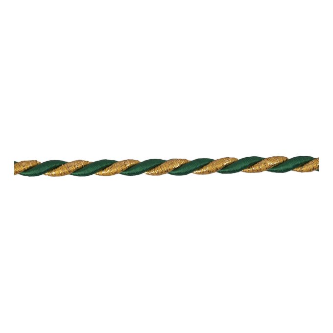 Green and Gold 6mm Cord Trim by the Metre