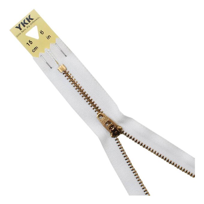 YKK White Brass Jeans Zip 15cm 1 YKK White Brass Jeans Zip 15cm