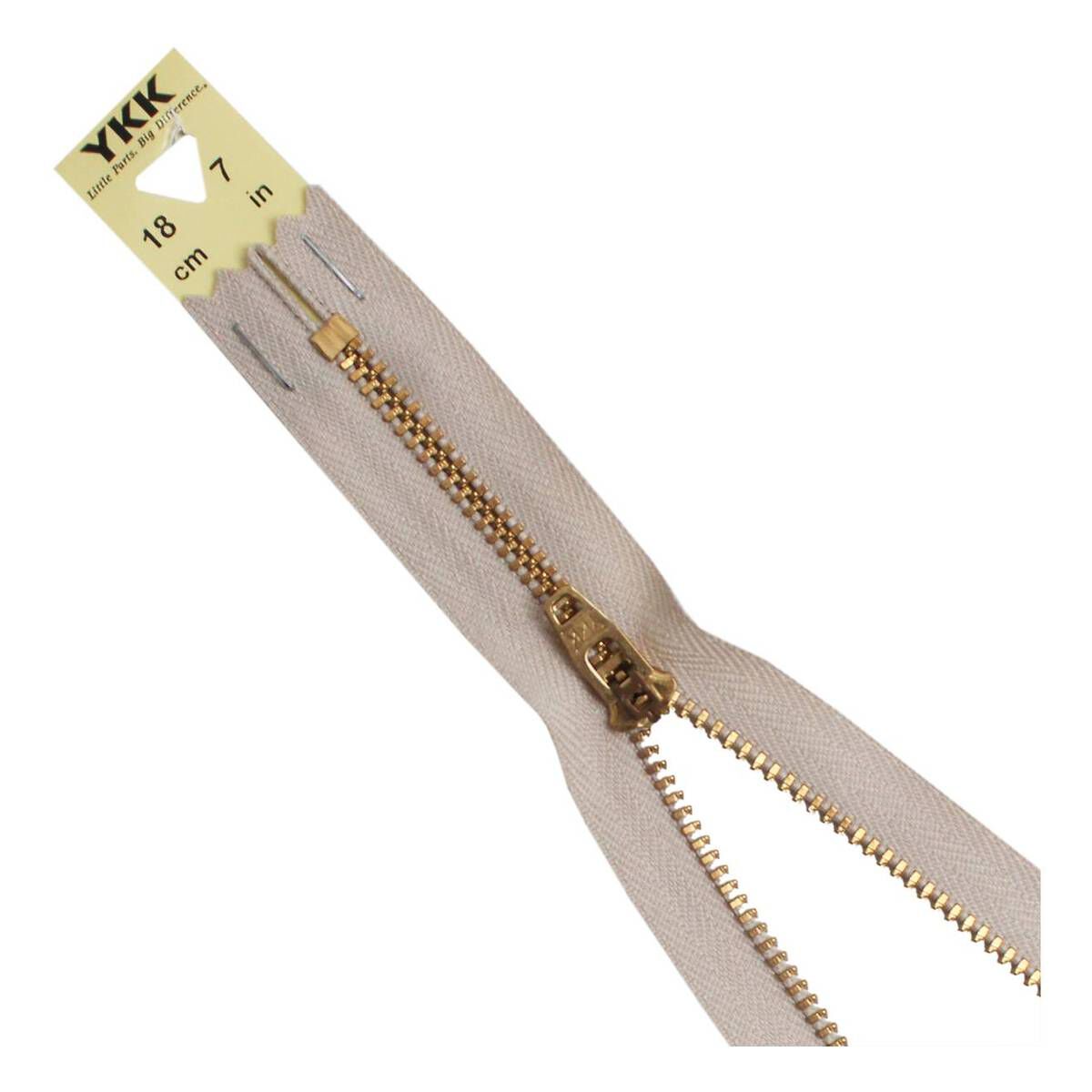 YKK Dark Beige Brass Jeans Zip 18cm 1 YKK Dark Beige Brass Jeans Zip 18cm