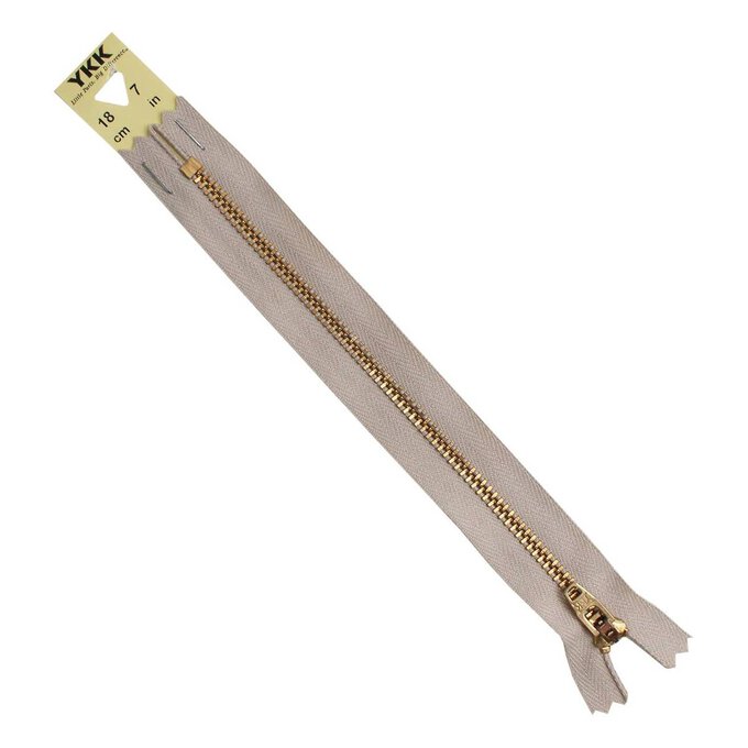 YKK Dark Beige Brass Jeans Zip 18cm 2 YKK Dark Beige Brass Jeans Zip 18cm