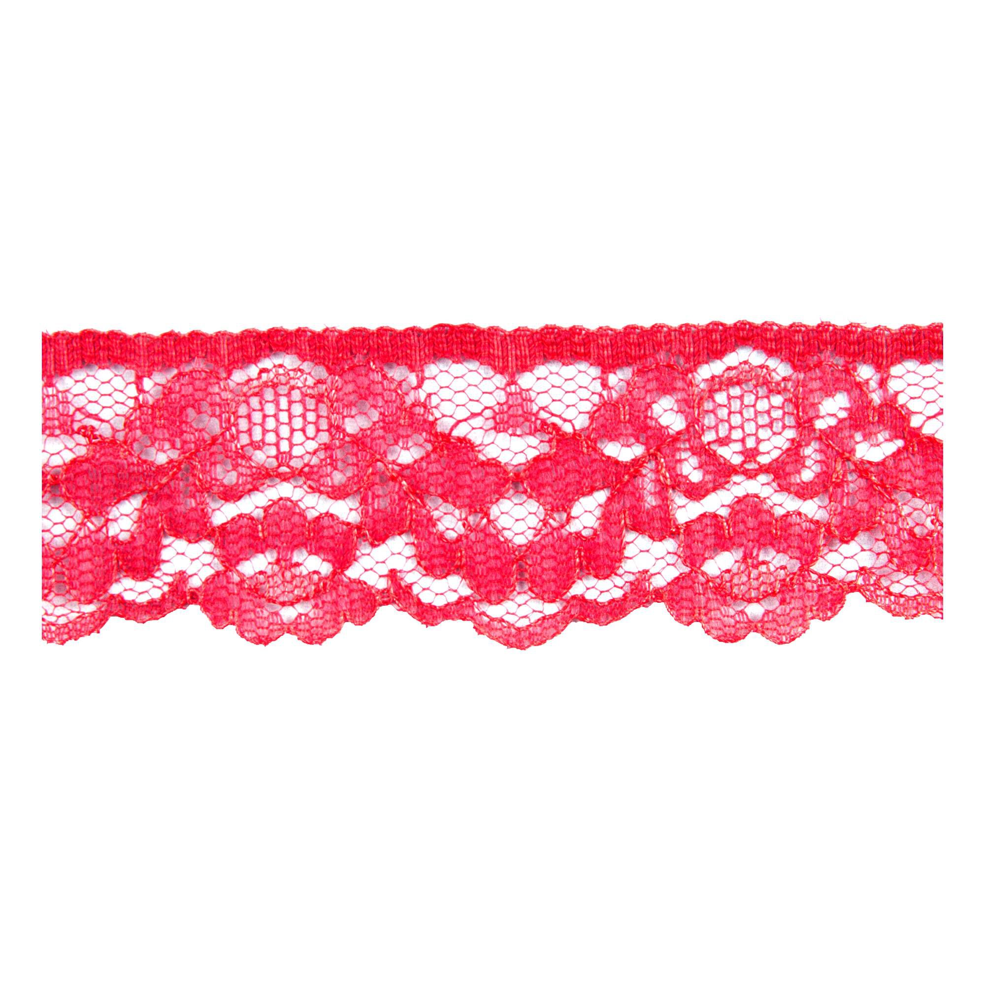 Coral Red 35mm Floral Nylon Lace Trim by the Metre 1 Coral Red 35mm Floral Nylon Lace Trim by the Metre