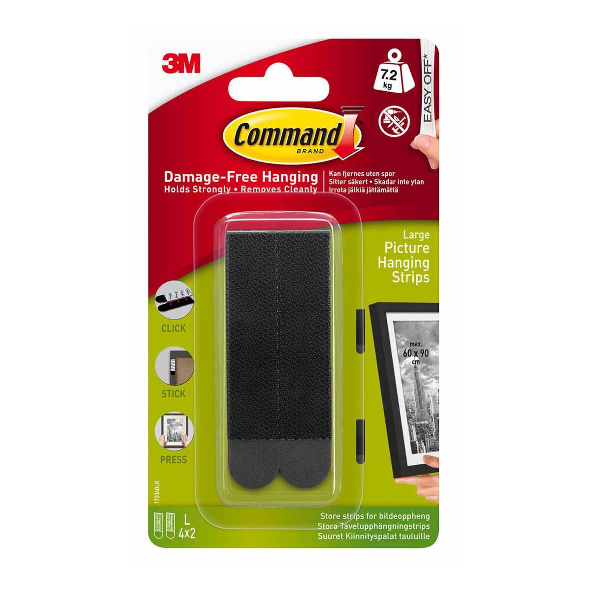 Command Black Large Picture Hanging Strips 4 Pieces