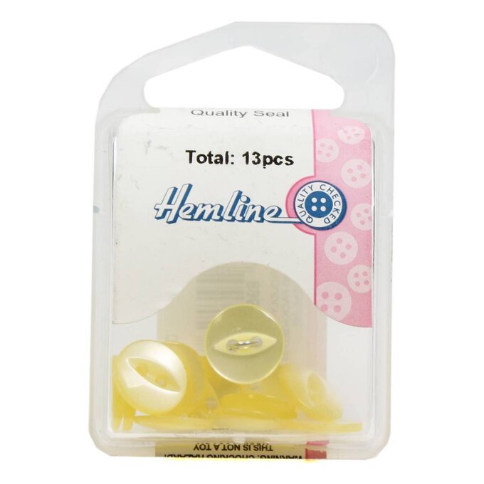 Hemline Yellow Basic Fish Eye Button 13 Pack 2 Hemline Yellow Basic Fish Eye Button 13 Pack