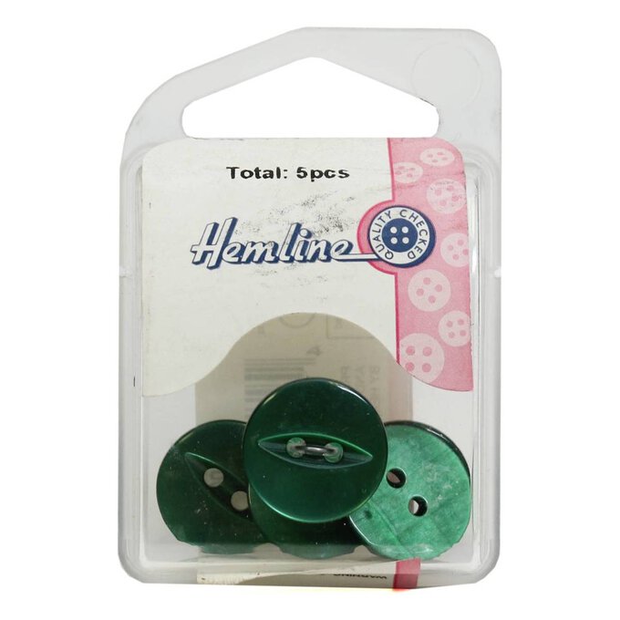 Hemline Emerald Basic Fish Eye Button 5 Pack 2 Hemline Emerald Basic Fish Eye Button 5 Pack