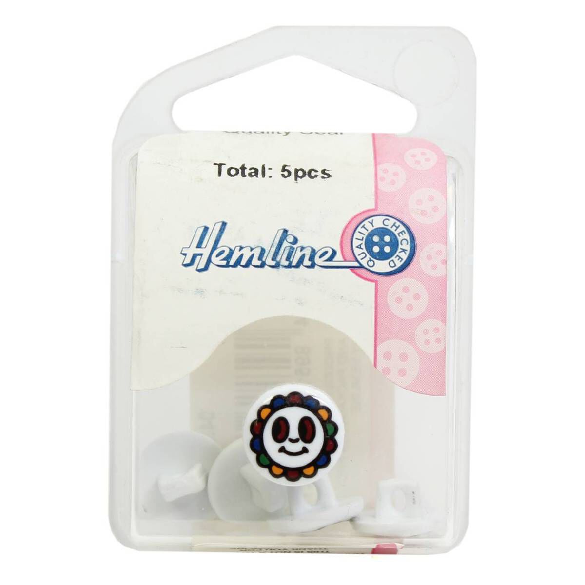 Hemline Smiley Flower Buttons 5 Pack 2 Hemline Smiley Flower Buttons 5 Pack