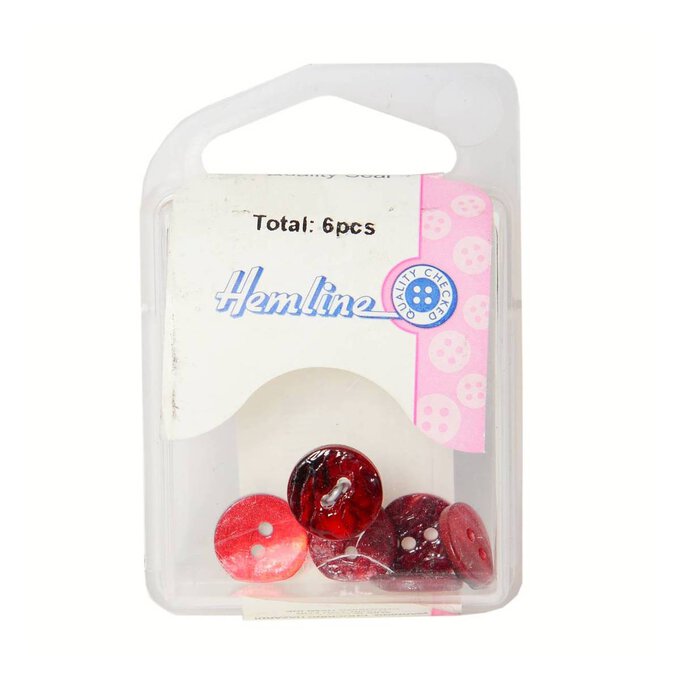 Hemline Red Shell Mother of Pearl Button 7 Pack 2 Hemline Red Shell Mother of Pearl Button 7 Pack