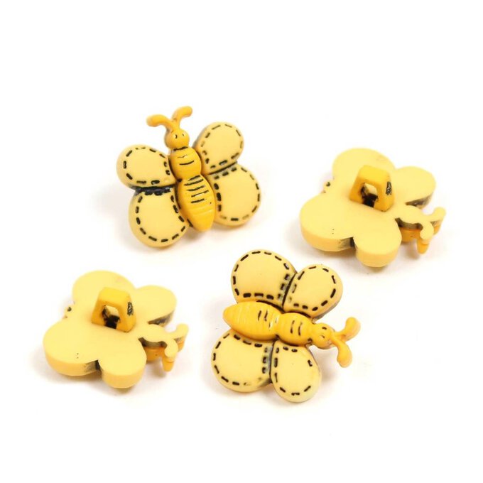 Hemline Yellow Novelty Bee Button 4 Pack 1 Hemline Yellow Novelty Bee Button 4 Pack