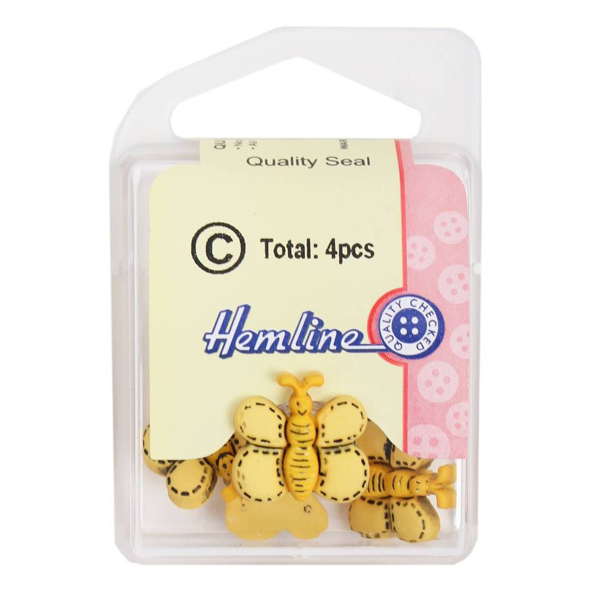 Hemline Yellow Novelty Bee Button 4 Pack 2 Hemline Yellow Novelty Bee Button 4 Pack