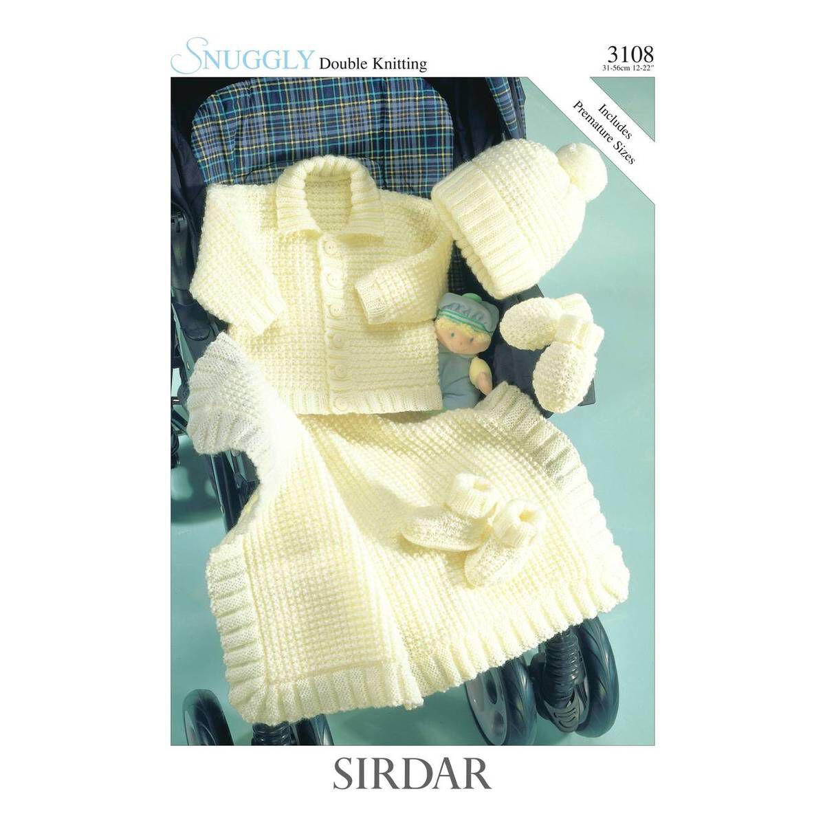 Sirdar Snuggly DK Jacket Blanket Hat Bootees and Mittens Digital Pattern 3108 1 Sirdar Snuggly DK Jacket Blanket Hat Bootees and Mittens Digital Pattern 3108