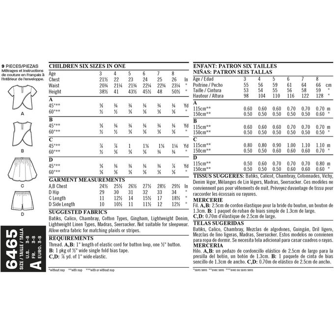 New Look Child's Separates Sewing Pattern 6465 3 New Look Child's Separates Sewing Pattern 6465
