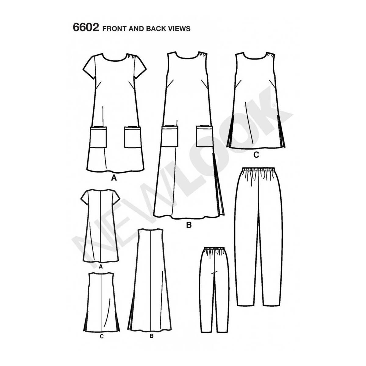 New Look Women's Dress and Trousers Sewing Pattern 6602 2 New Look Women's Dress and Trousers Sewing Pattern 6602