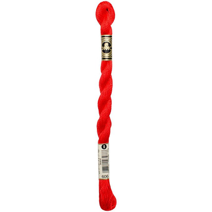 DMC Red Pearl Cotton Thread Size 5 25m (606) 3 DMC Red Pearl Cotton Thread Size 5 25m (606)