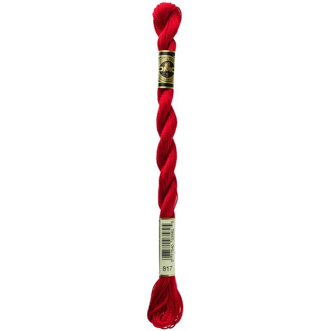 DMC Red Pearl Cotton Thread Size 5 25m (817) 3 DMC Red Pearl Cotton Thread Size 5 25m (817)