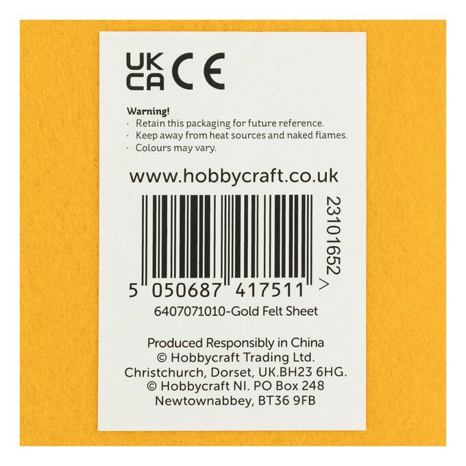 Gold Polyester Felt Sheet A4 6 Gold Polyester Felt Sheet A4