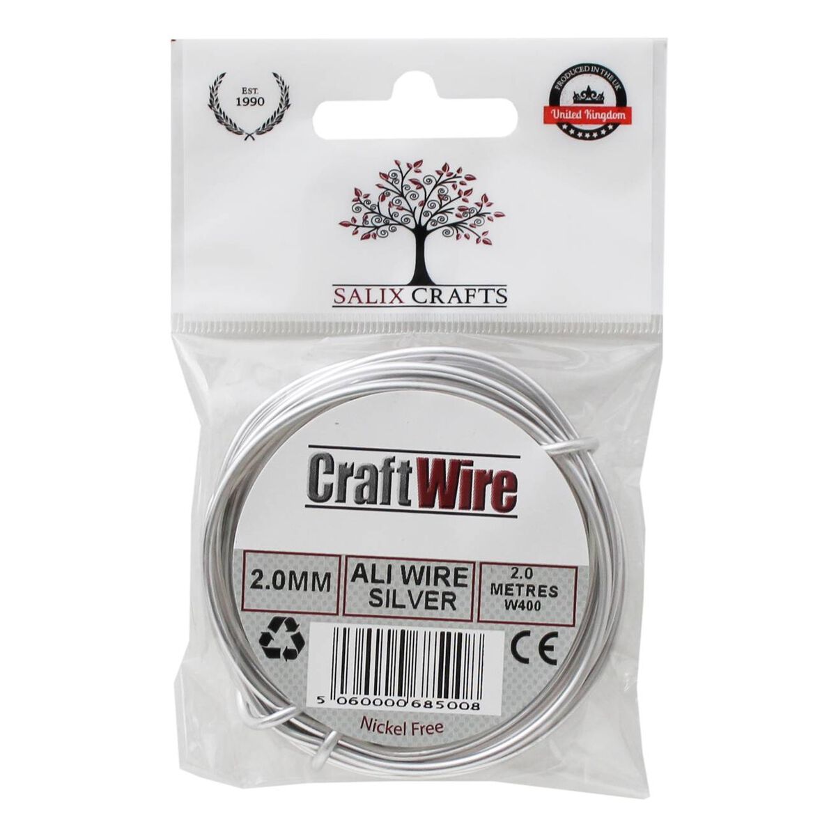 Silver Aluminium Wire 2mm x 2m