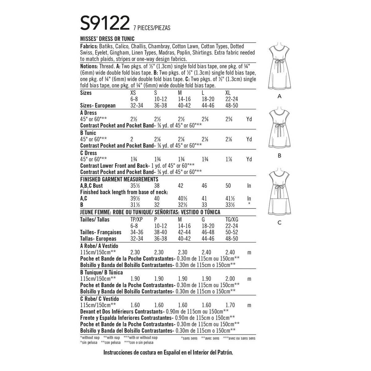 Simplicity Women’s Dress Sewing Pattern S9122 2 Simplicity Women’s Dress Sewing Pattern S9122