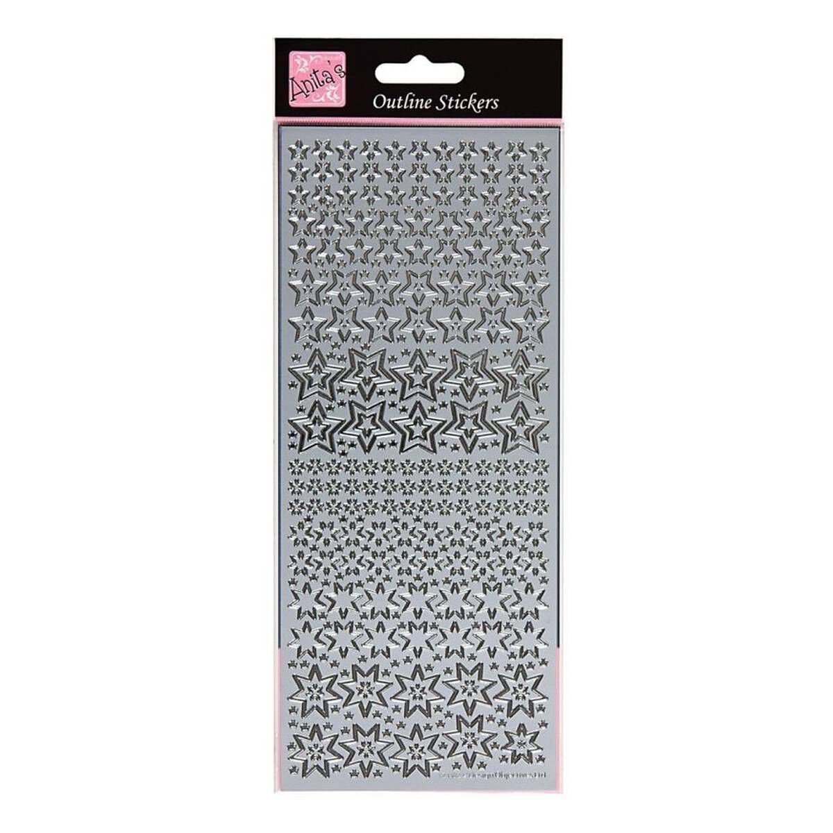 Anita's Silver Stars Outline Stickers