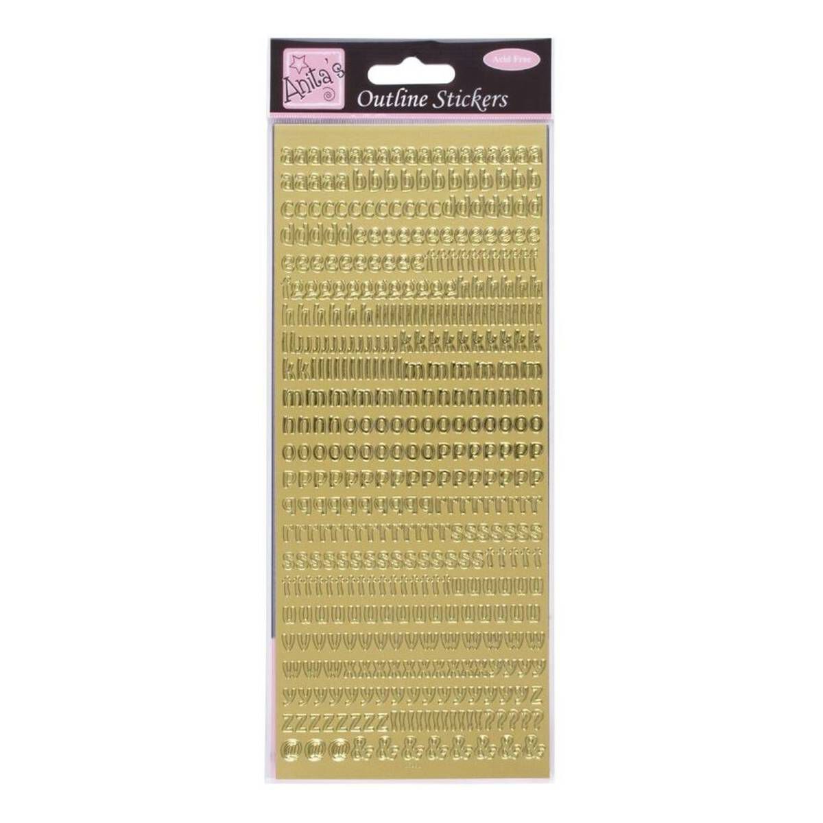 Anita's Gold Lowercase Alphabet Outline Stickers