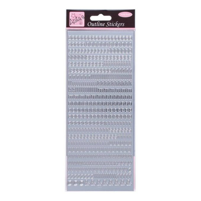 Anita's Silver Lowercase Alphabet Outline Stickers