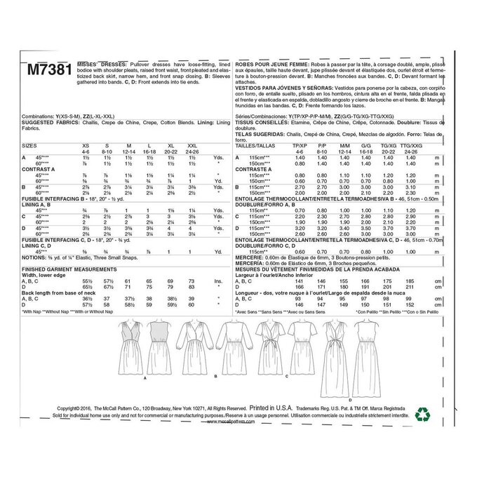 McCall’s Women’s Dress Sewing Pattern M7381 (L-XXL) 2 McCall’s Women’s Dress Sewing Pattern M7381 (L-XXL)