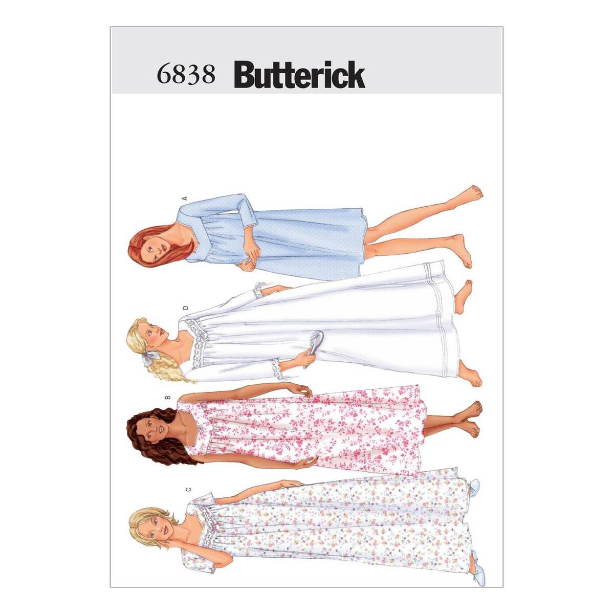 Butterick Petite Nightgown Sewing Pattern 6838 (XS-M) 1 Butterick Petite Nightgown Sewing Pattern 6838 (XS-M)