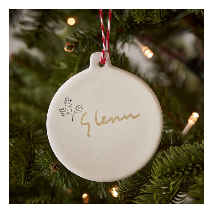 Unglazed Ceramic Hanging Bauble Decoration 9cm